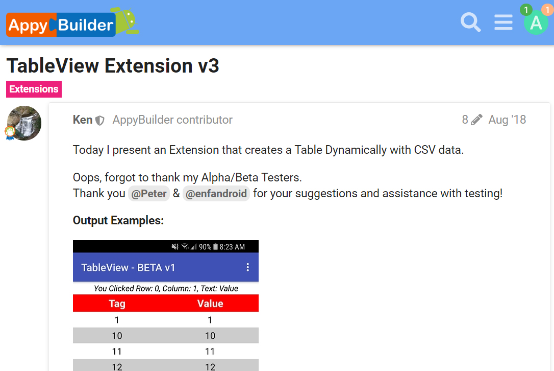 [AppyBuilder Extension]TableView Extension v3