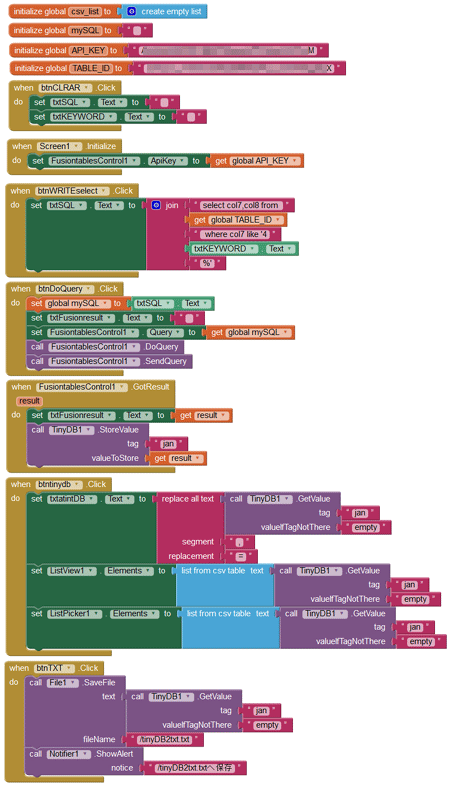 App Inventor2+FusionTables+tinyDBでハンディーターミナルは作れるか？